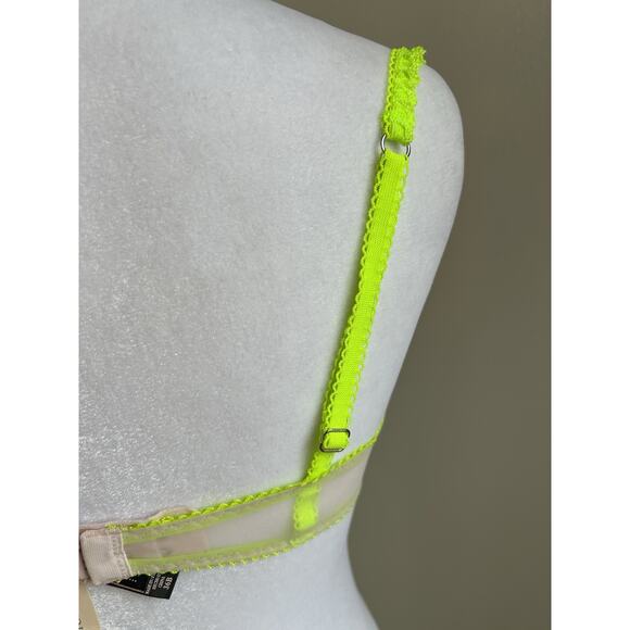 NEW Victoria Secret Sexy Little Things Push Up Bra 36B Pink Neon Green Bows Y2K - Picture 10 of 11